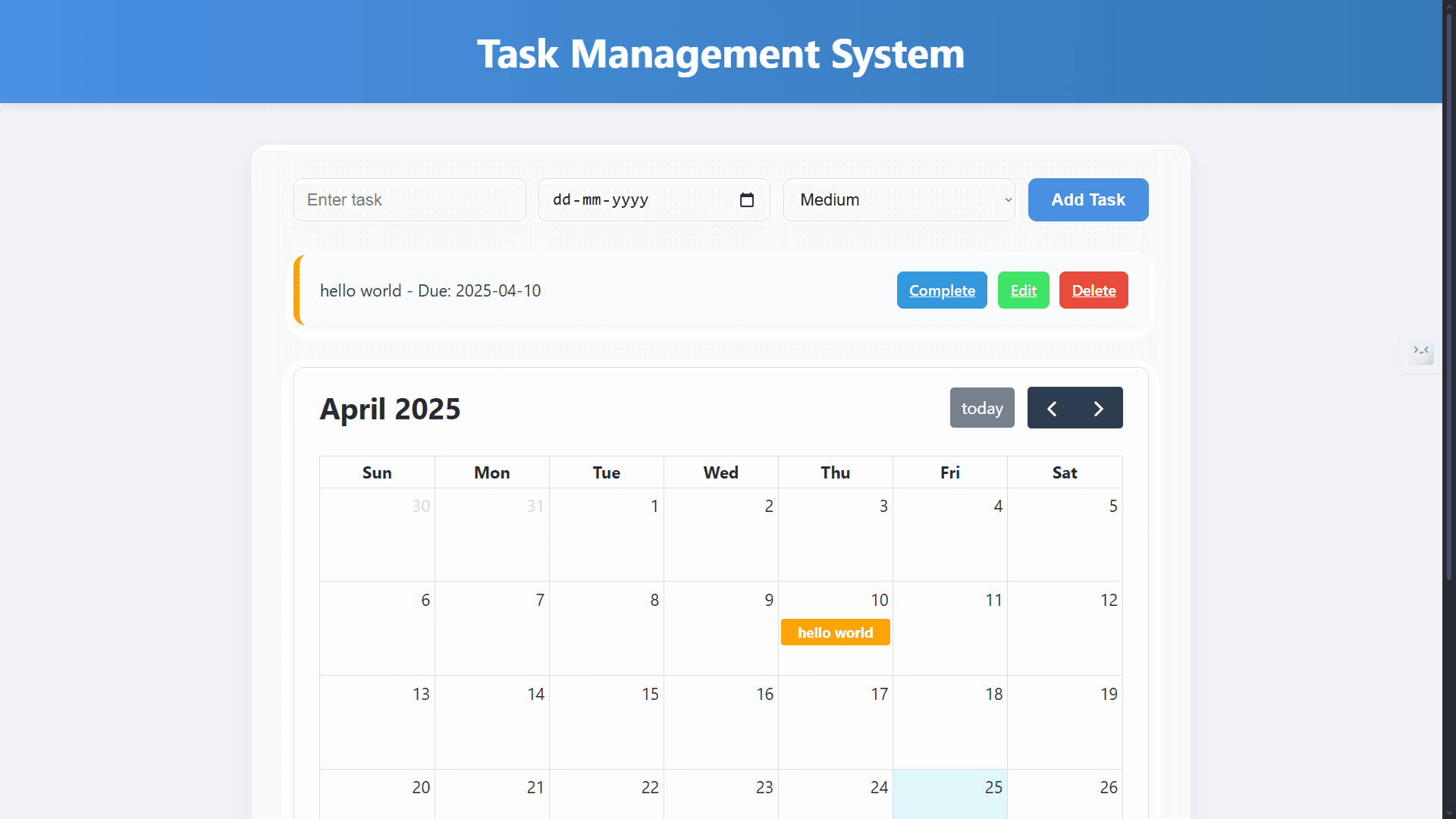Task Manager with Calendar Integration